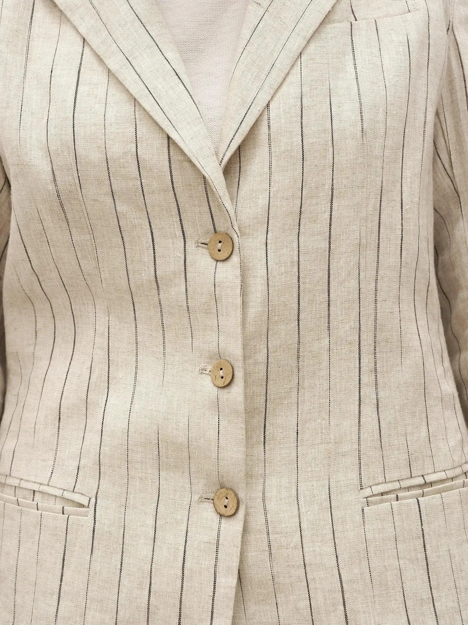 100% Linen Sketch Stripe Suit Set ELOISE
