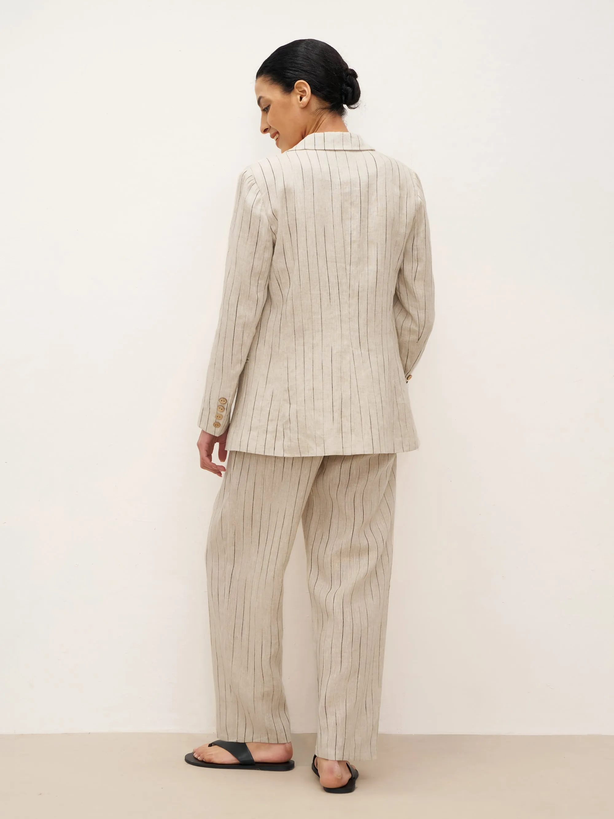 100% Linen Sketch Stripe Suit Set ELOISE
