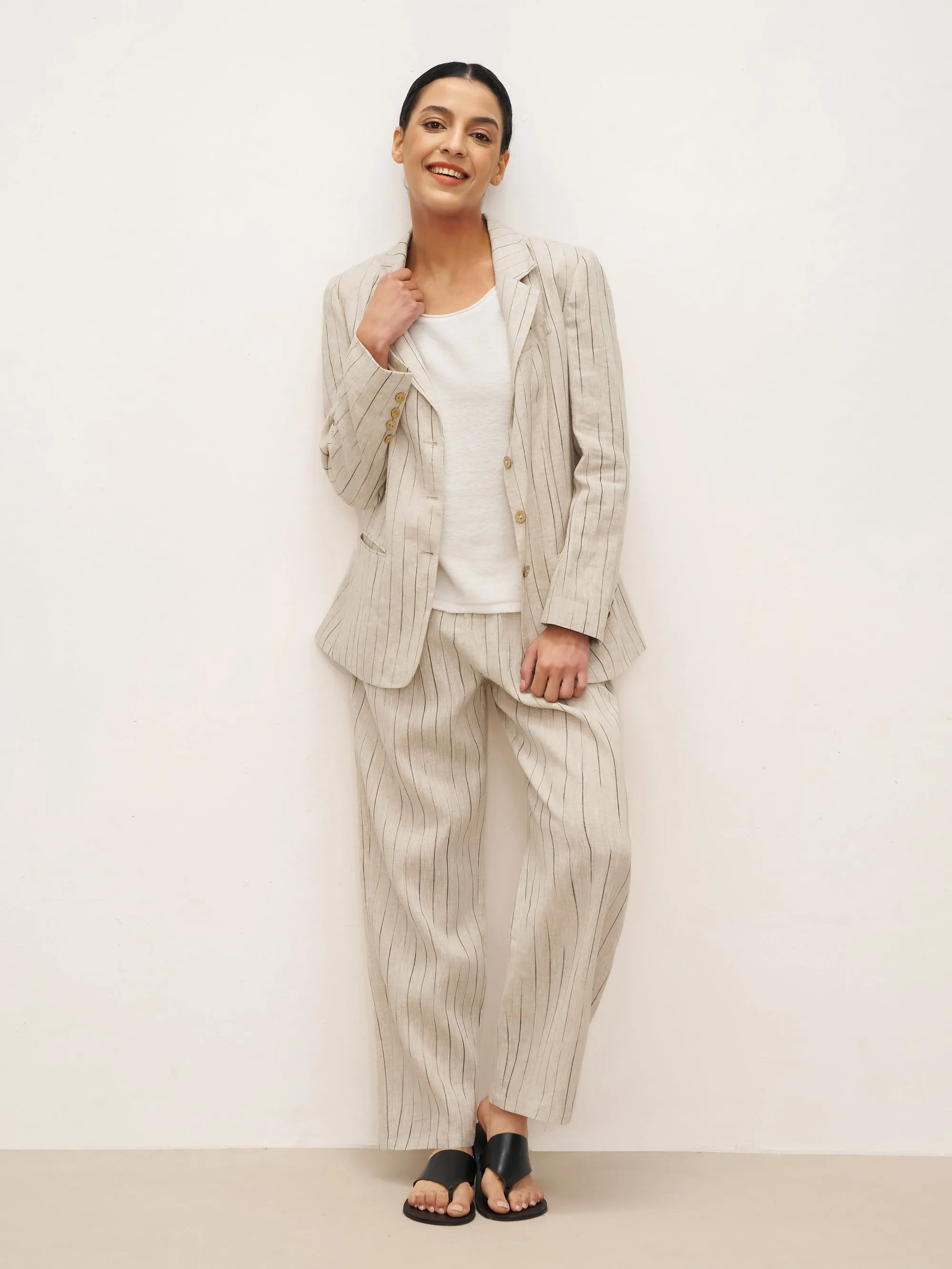 100% Linen Sketch Stripe Suit Set ELOISE