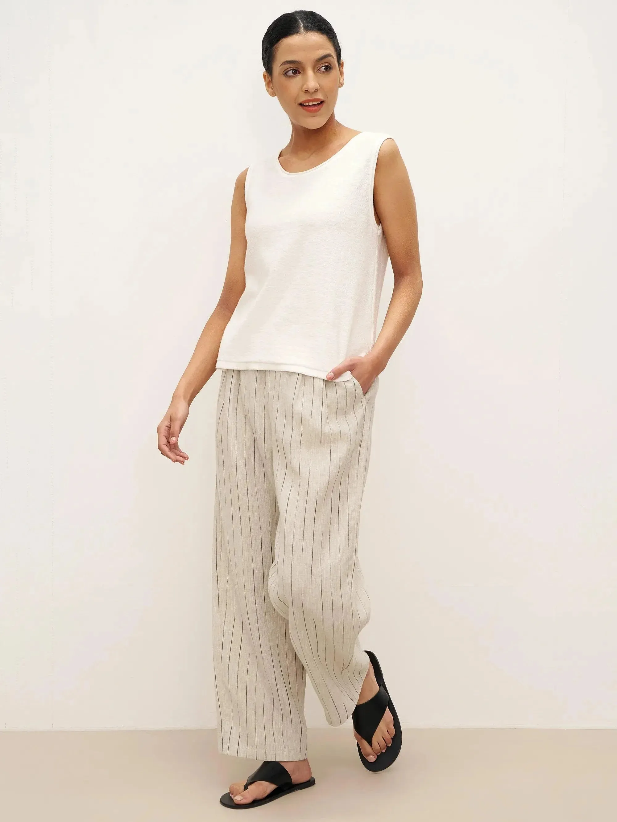 100% Linen Sketch Stripe Suit Set ELOISE