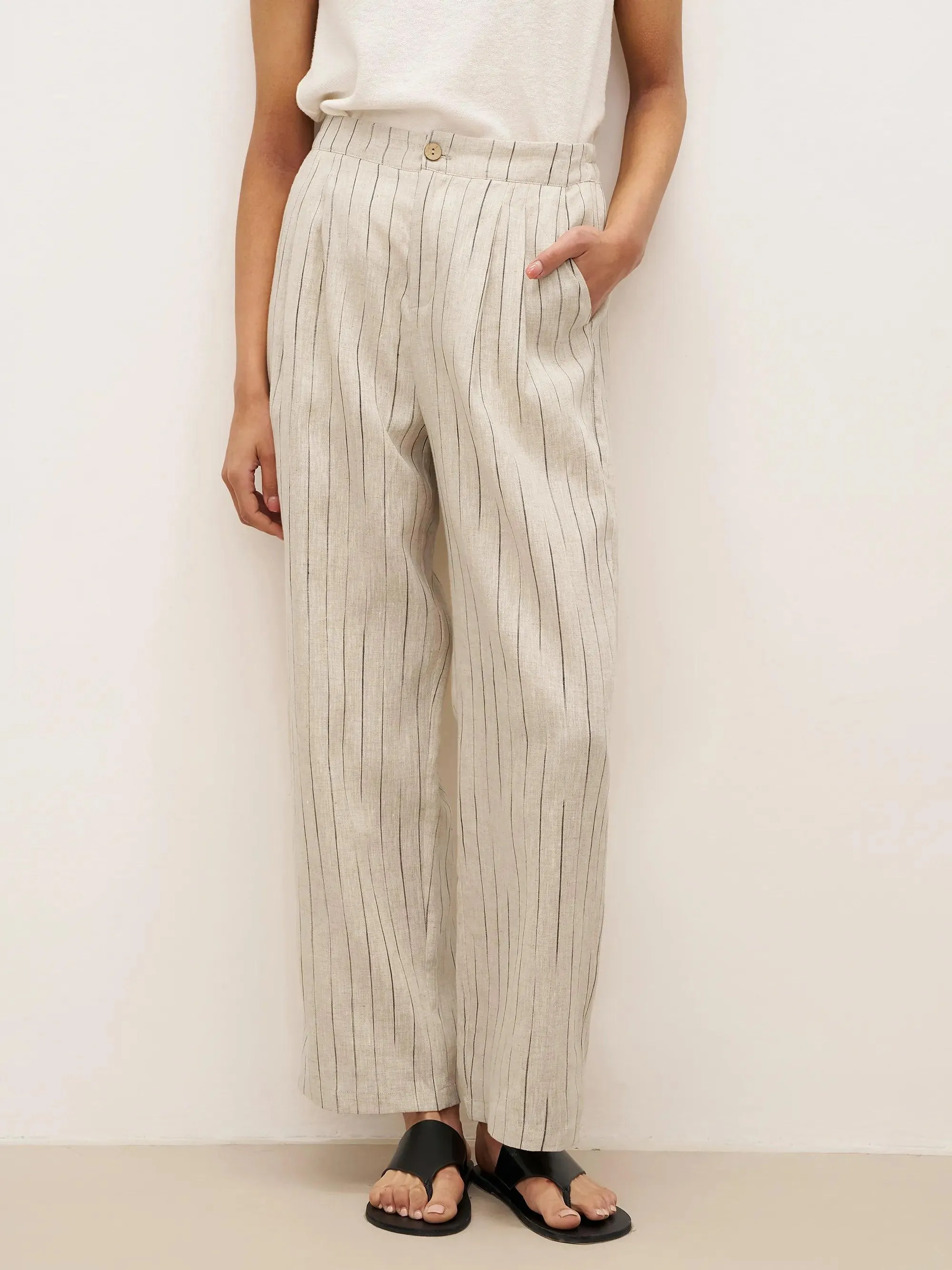 100% Linen Sketch Stripe Suit Set ELOISE