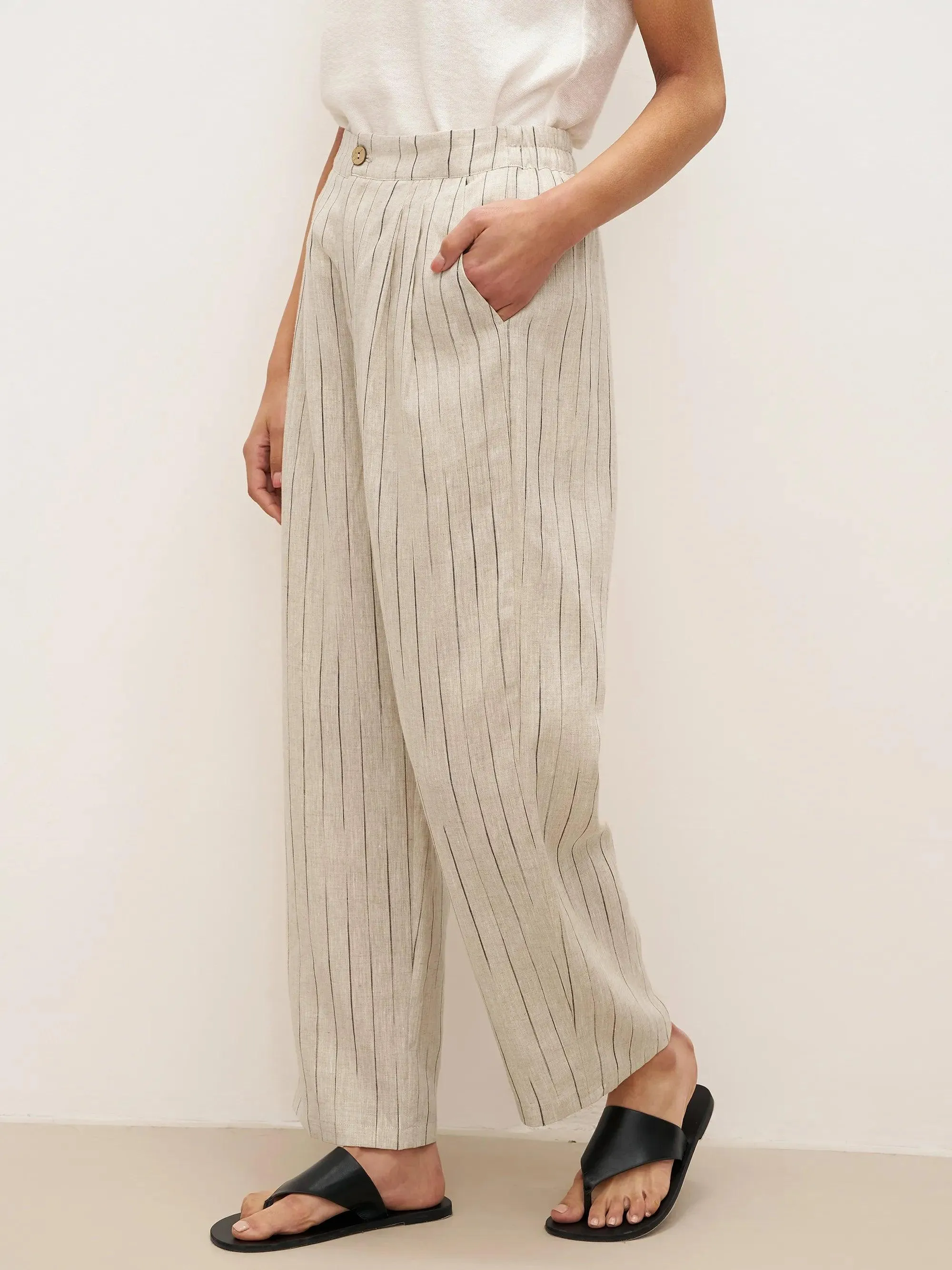 100% Linen Sketch Stripe Suit Set ELOISE
