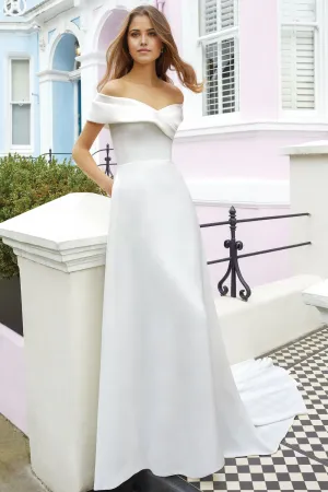 A-Line Elegant Off The Shoulder Satin Wedding Gown Wedding Dresses