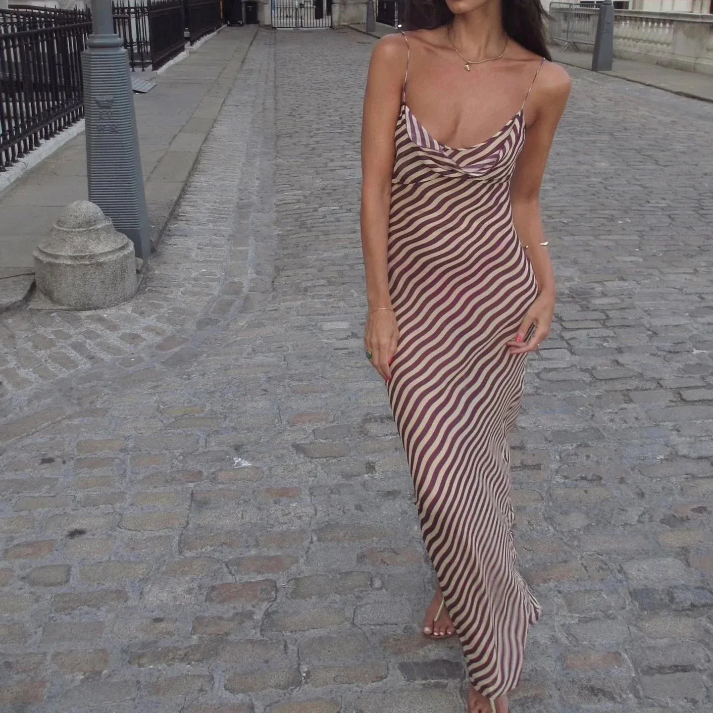 Amozae-Christmas Outfits New Year's Eve Dress Night Out Club Dresses cute winter outfits Robyn Striped Maxi Dress