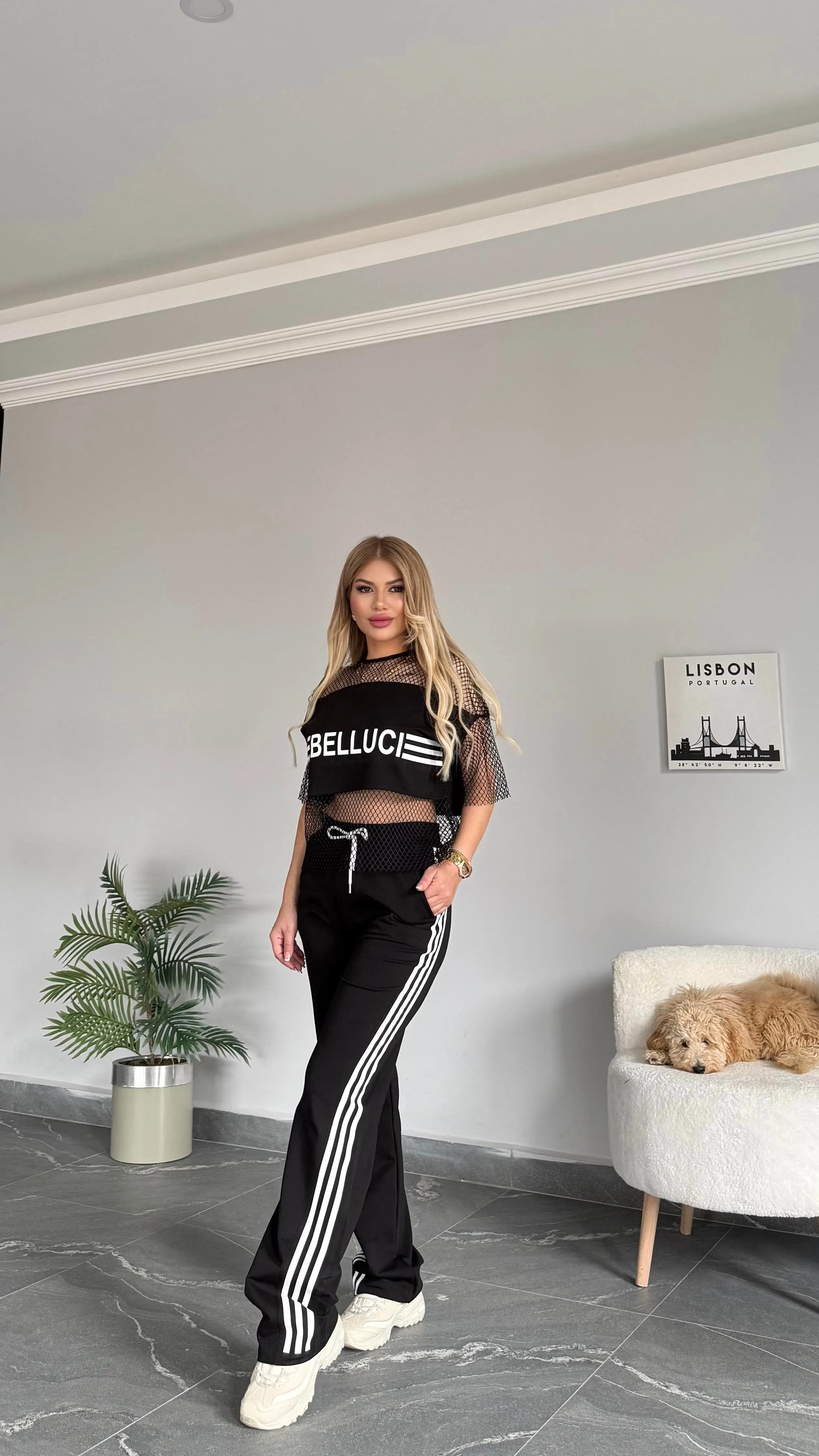Bello Printed Mesh Jogger Set