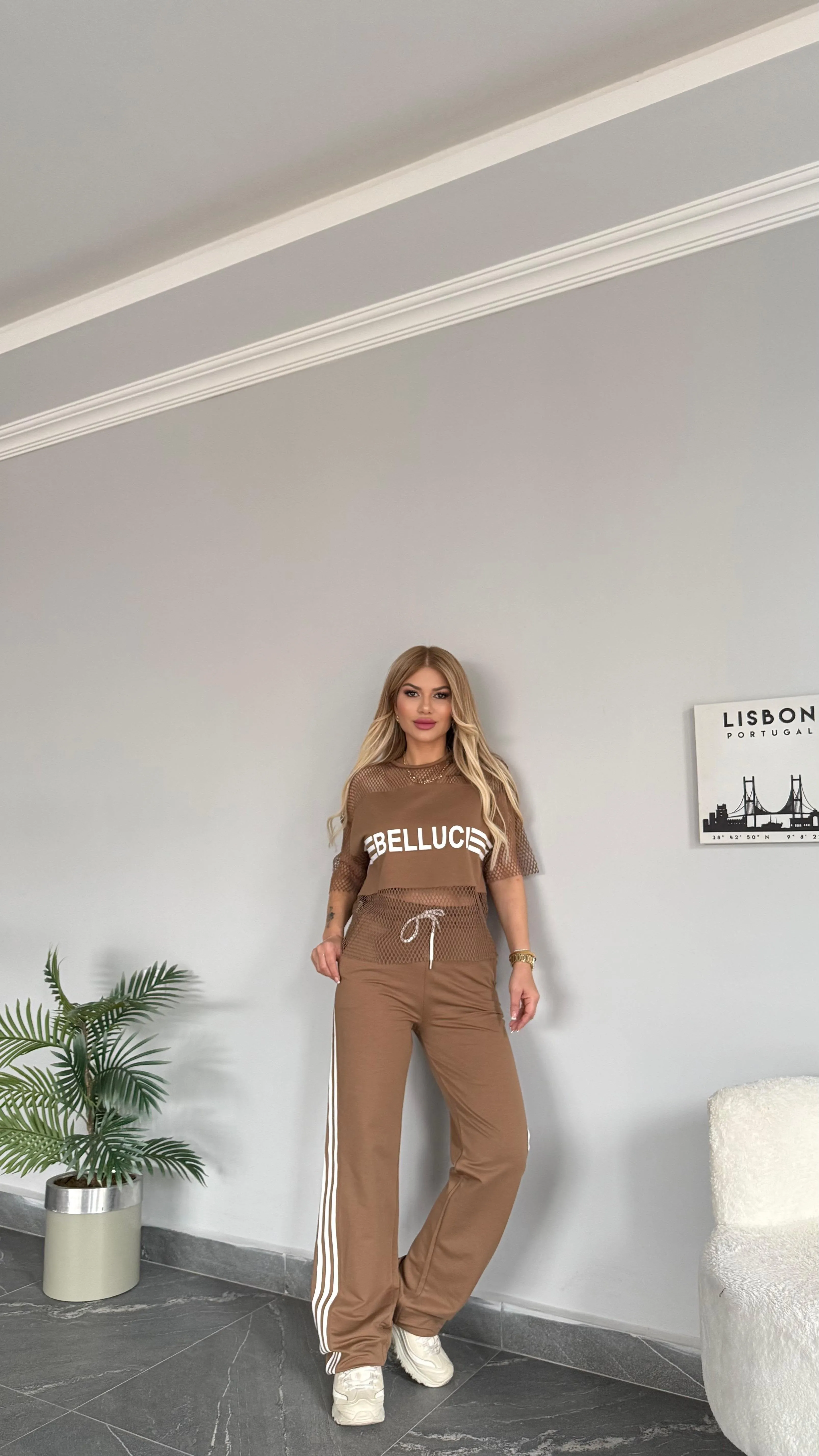 Bello Printed Mesh Jogger Set