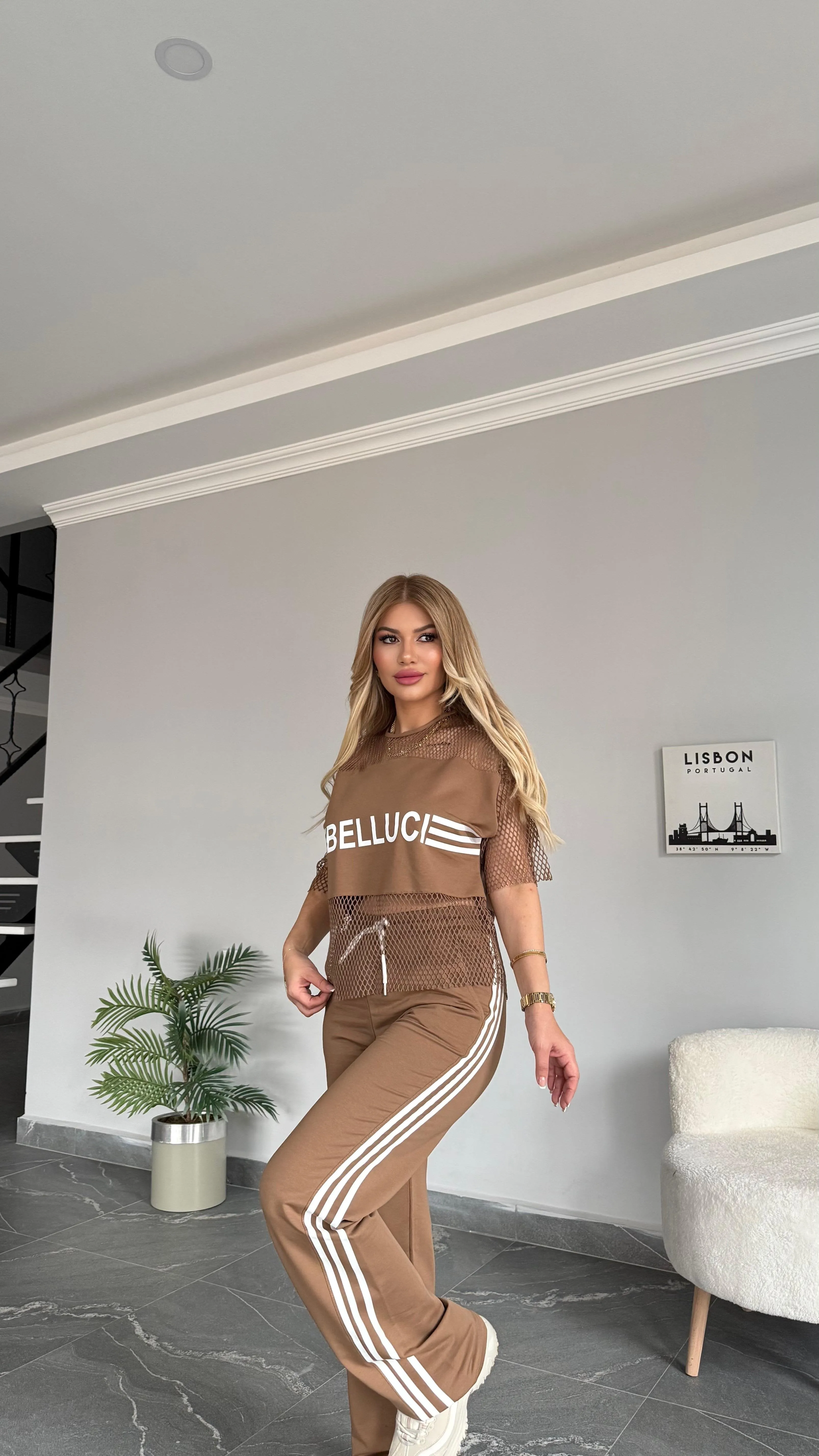 Bello Printed Mesh Jogger Set