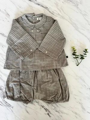 Bene Bene Grayish Blue Duket Check Shirt Set