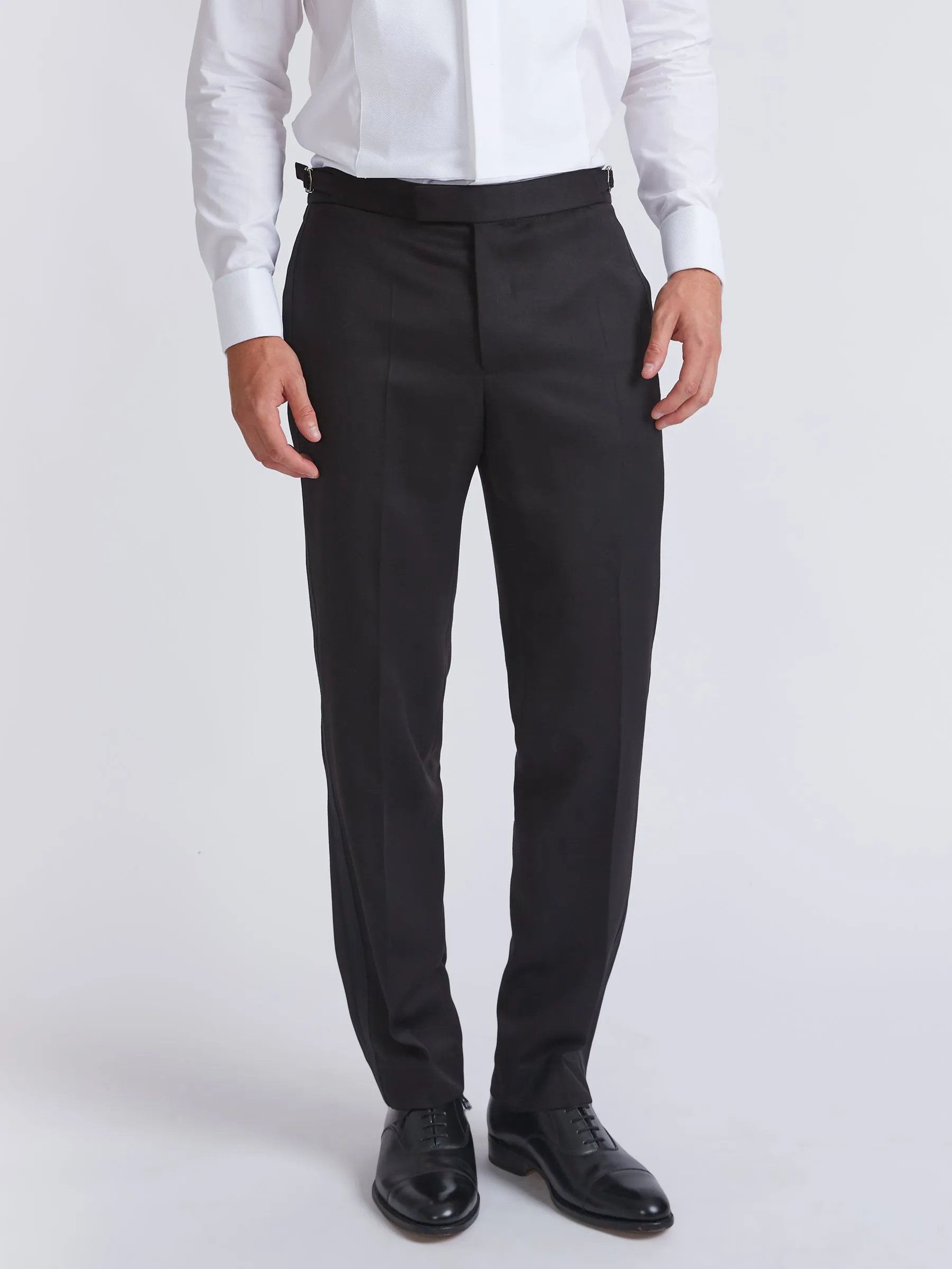 Black Hampton Wool Flat Front Dress Trouser