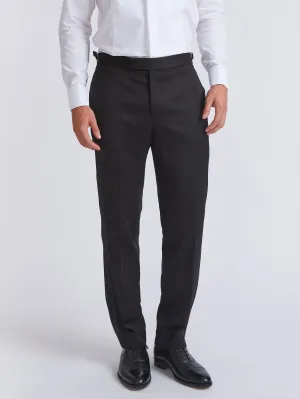 Black Hampton Wool Flat Front Dress Trouser