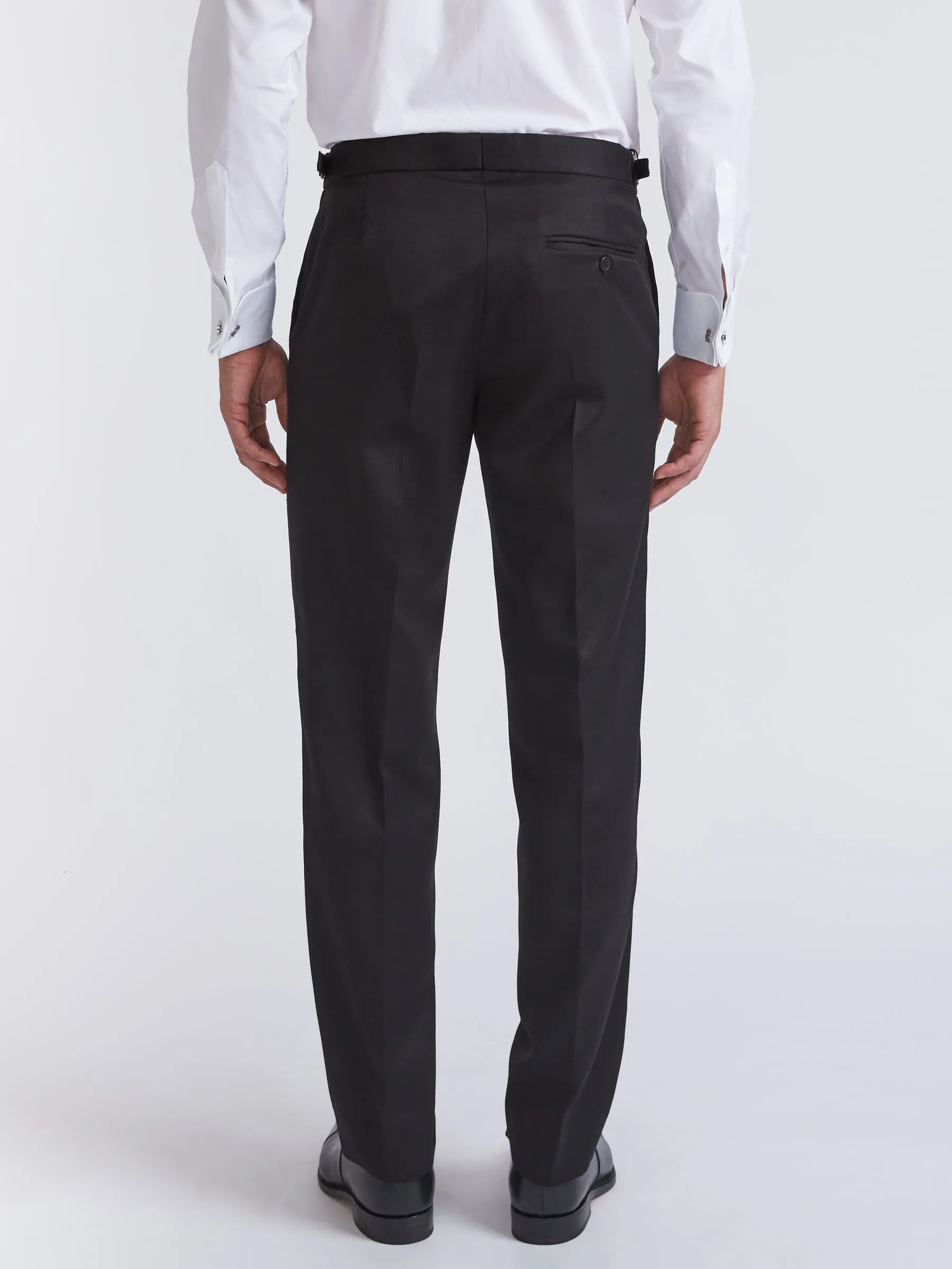 Black Hampton Wool Flat Front Dress Trouser