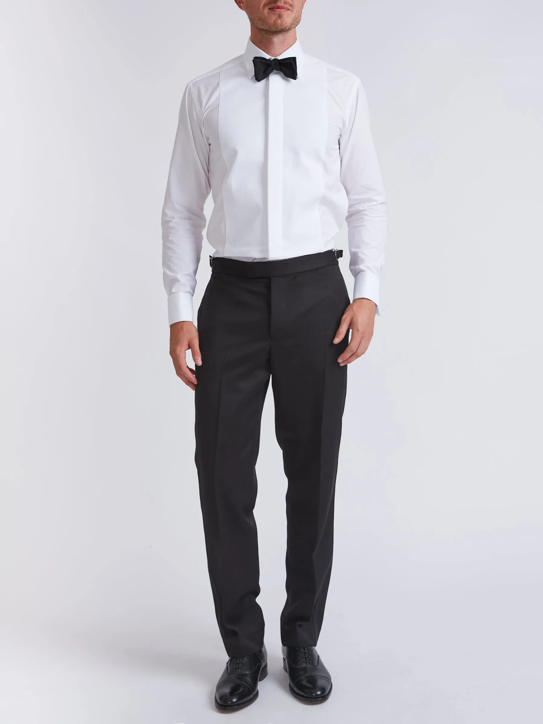 Black Hampton Wool Flat Front Dress Trouser