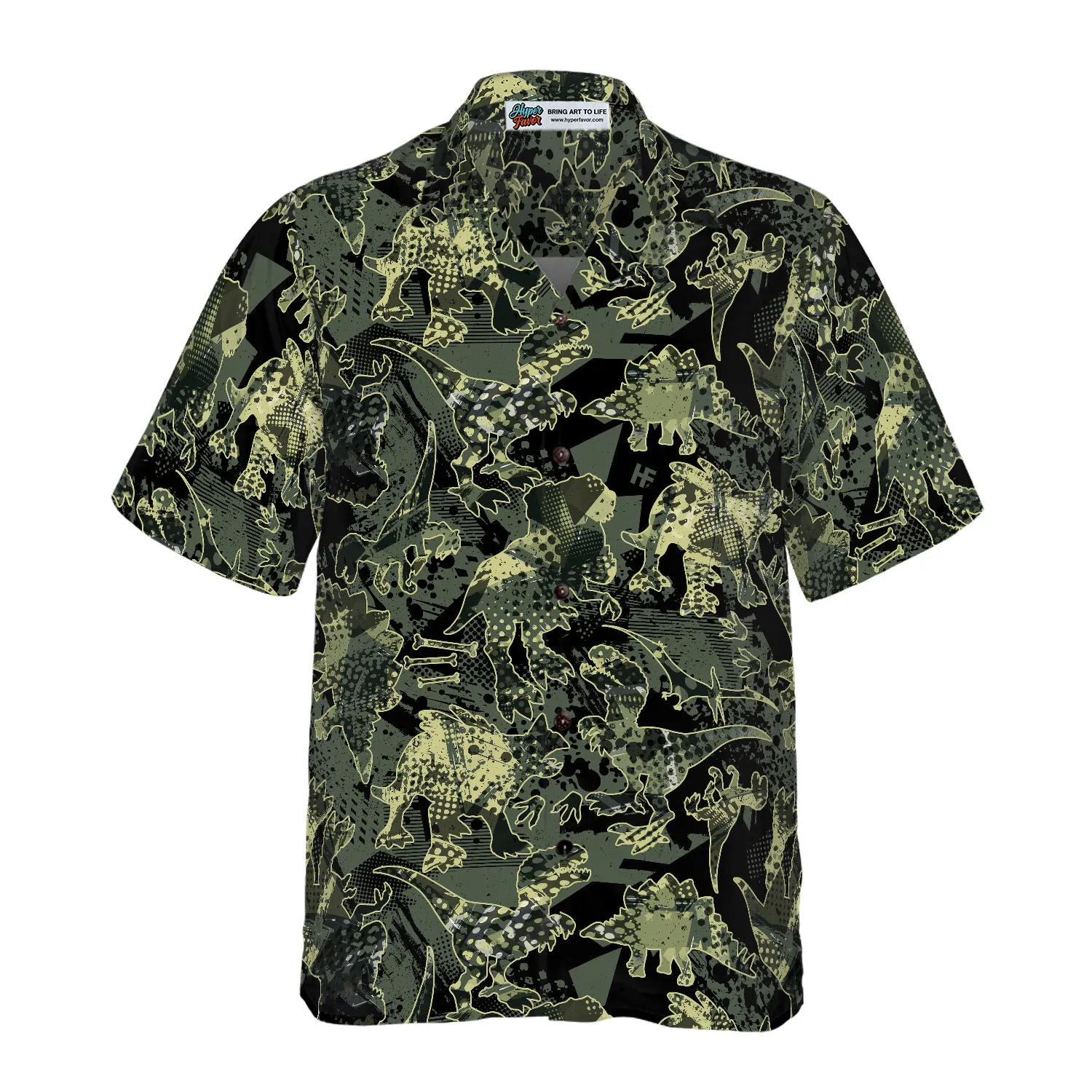 Camo Dinosaur Pattern Hawaiian Shirt, Dinosaur Hawaiian Shirt, Best Gift For Dinosaur Lover, Friend, Family