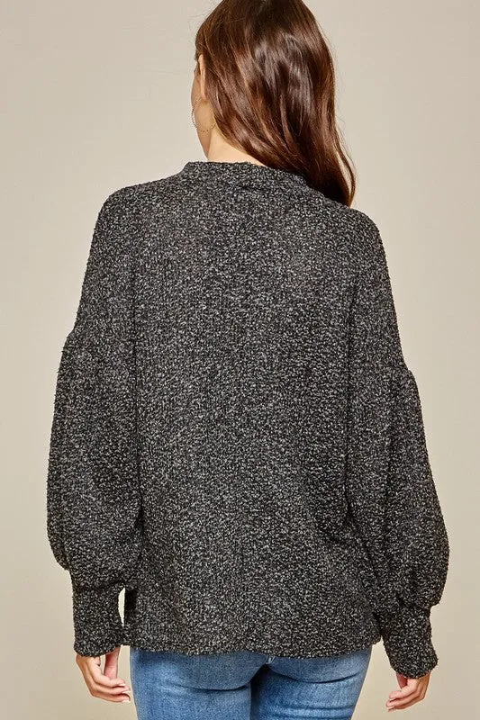 Charcoal Balloon Sleeve Pullover