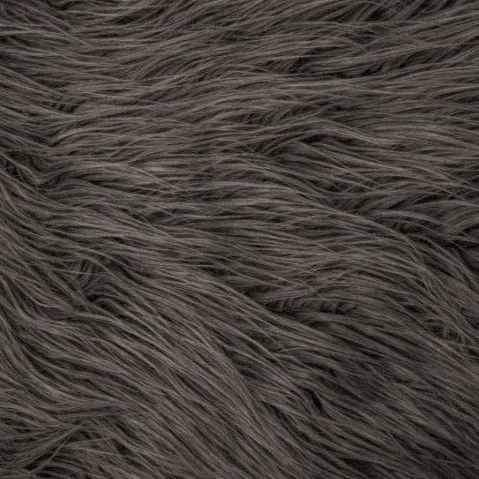Charcoal Gray Mongolian Long Pile Faux Fur Fabric