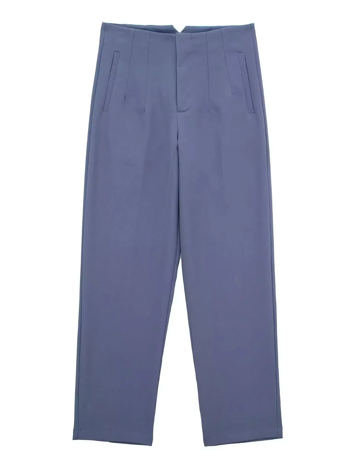 Chic Fashion Office Wear Straight Pants Vintage High Waist Zipper Fly Trousers