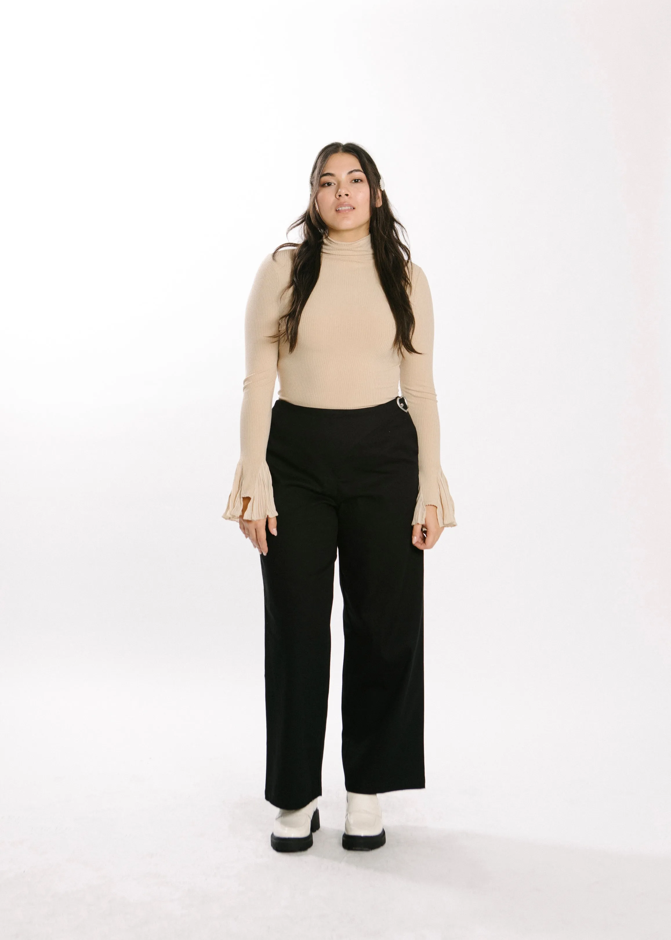 CHIFFON BELL SLEEVE TOP - SAND