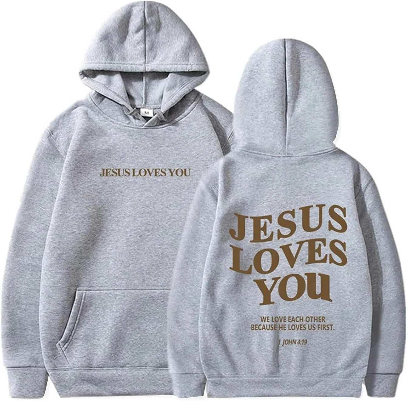 Christian Sweatshirts for Women Oversized Jesus Loves You Pullover Hoodie Pockets Casual Long Sleeve Thanksgiving T Shirts