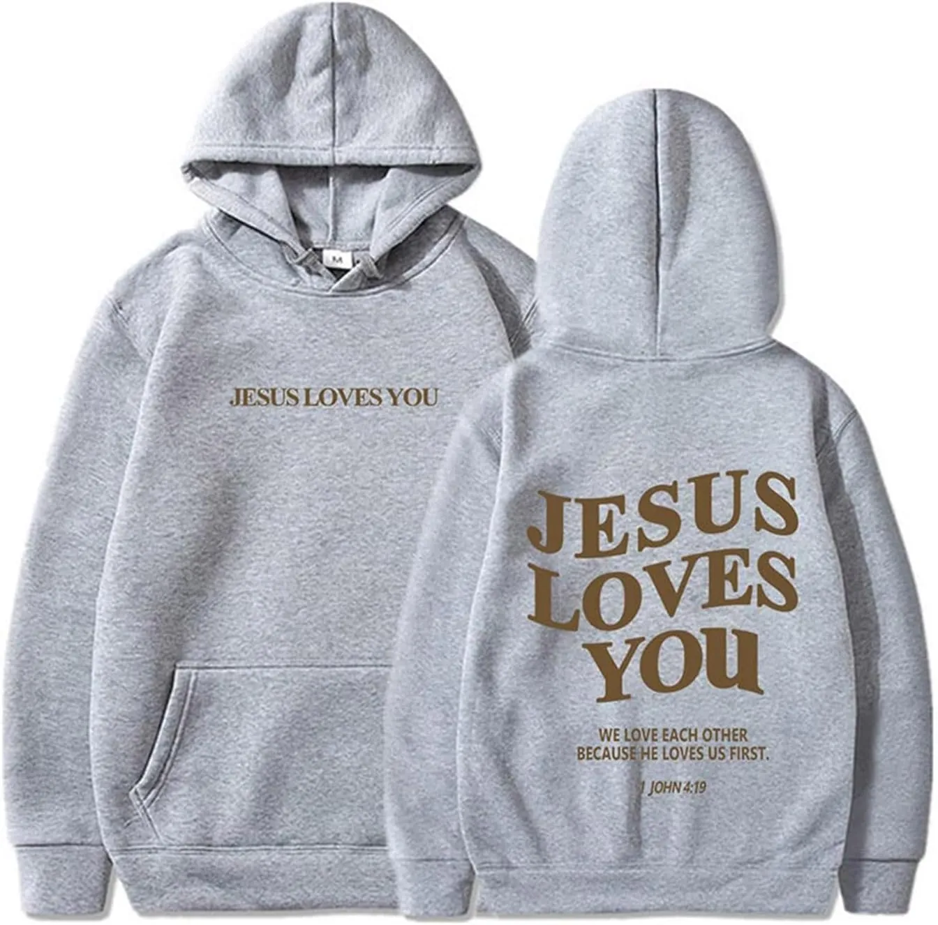 Christian Sweatshirts for Women Oversized Jesus Loves You Pullover Hoodie Pockets Casual Long Sleeve Thanksgiving T Shirts