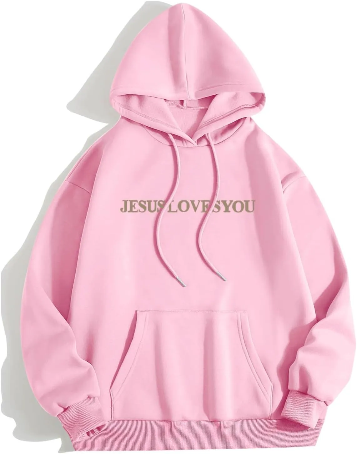 Christian Sweatshirts for Women Oversized Jesus Loves You Pullover Hoodie Pockets Casual Long Sleeve Thanksgiving T Shirts