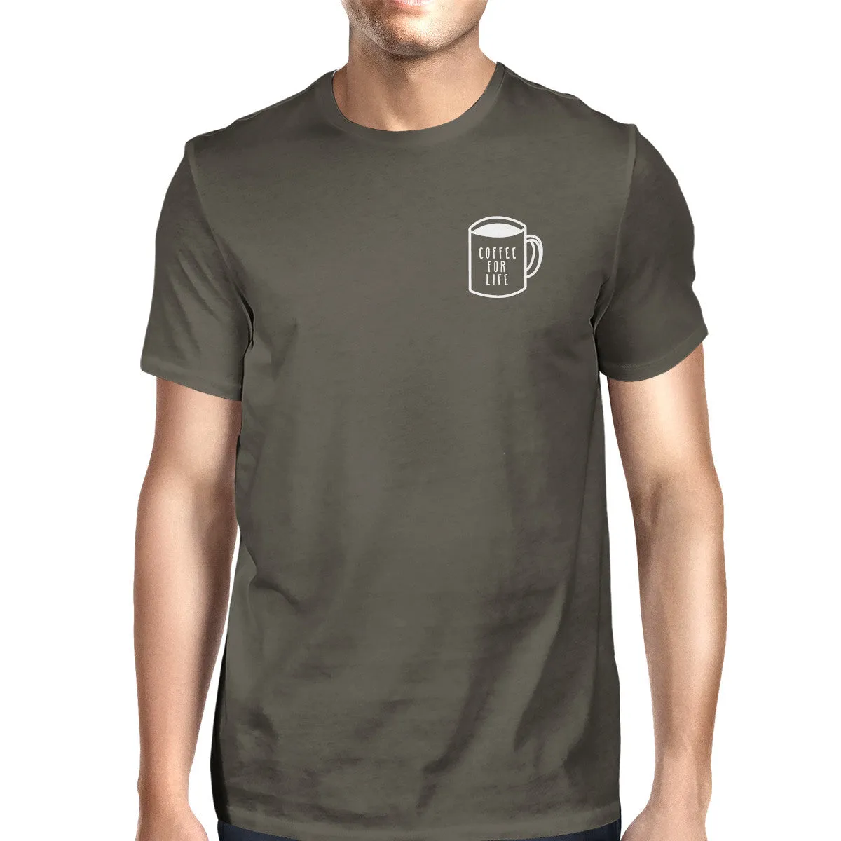 Coffee For Life Pocket Mens Cool Grey Tees Funny Typographic Tee