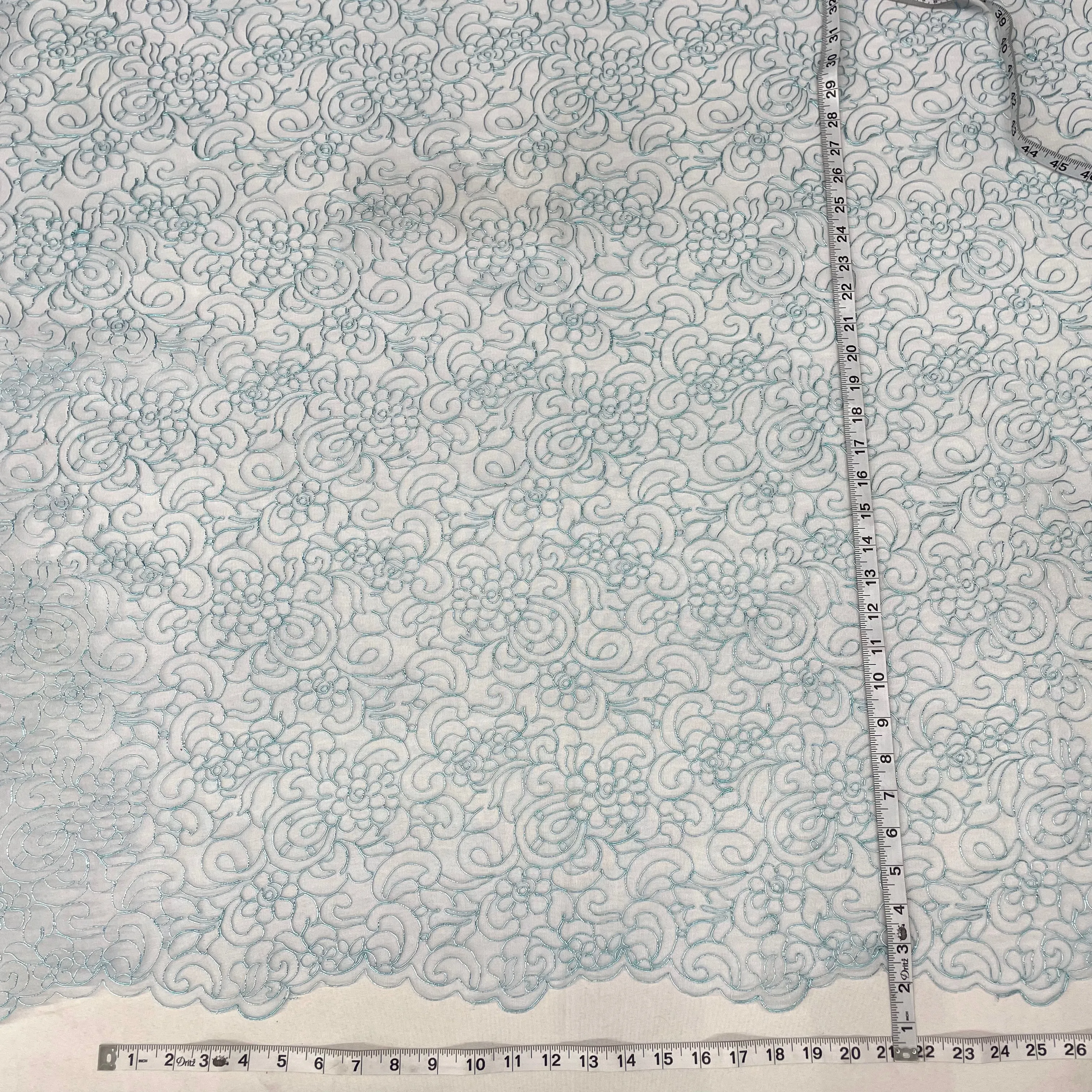 Corded Bridal Lace Fabric Embroidered on 100% Polyester Net Mesh | Lace USA - 90938W