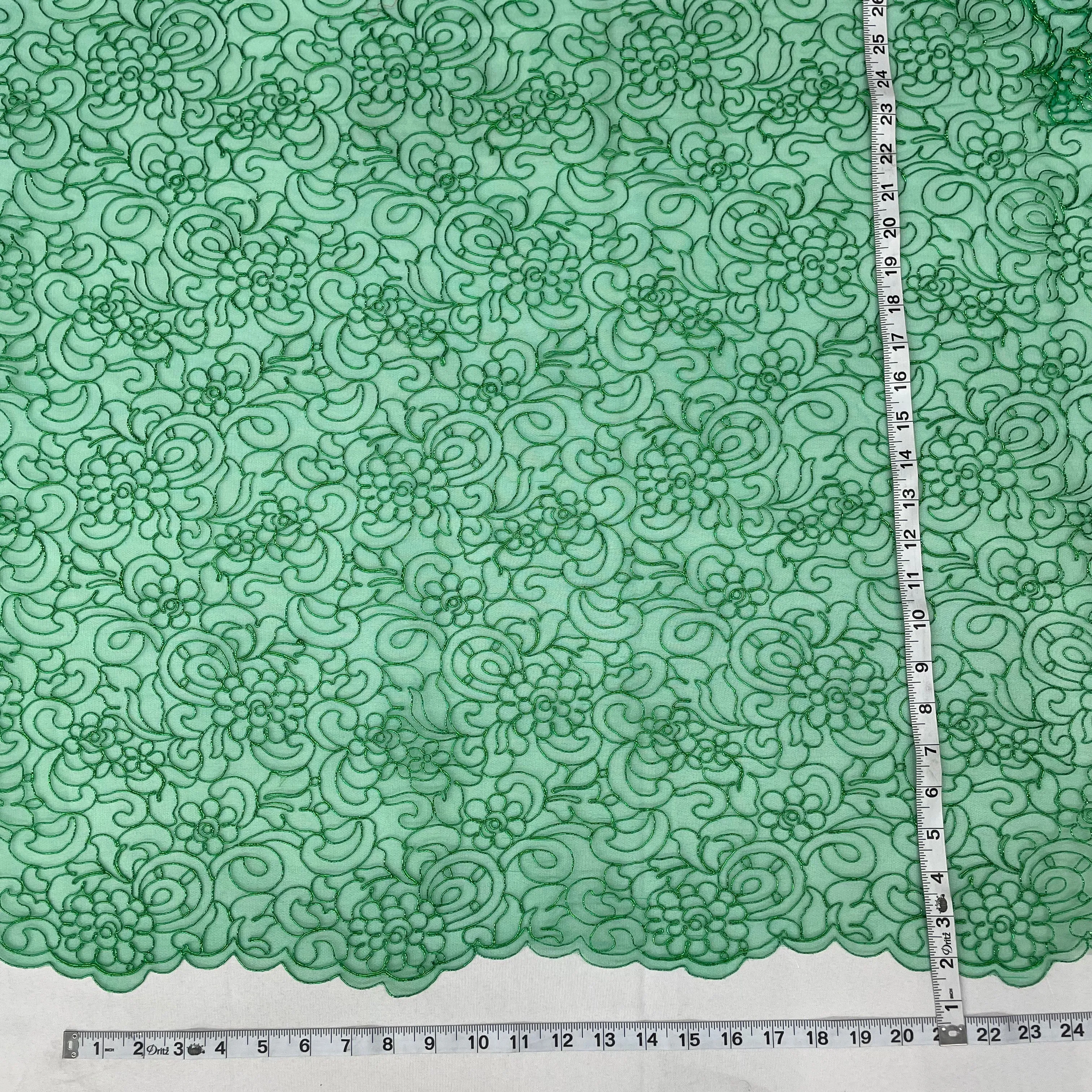 Corded Bridal Lace Fabric Embroidered on 100% Polyester Net Mesh | Lace USA - 90938W
