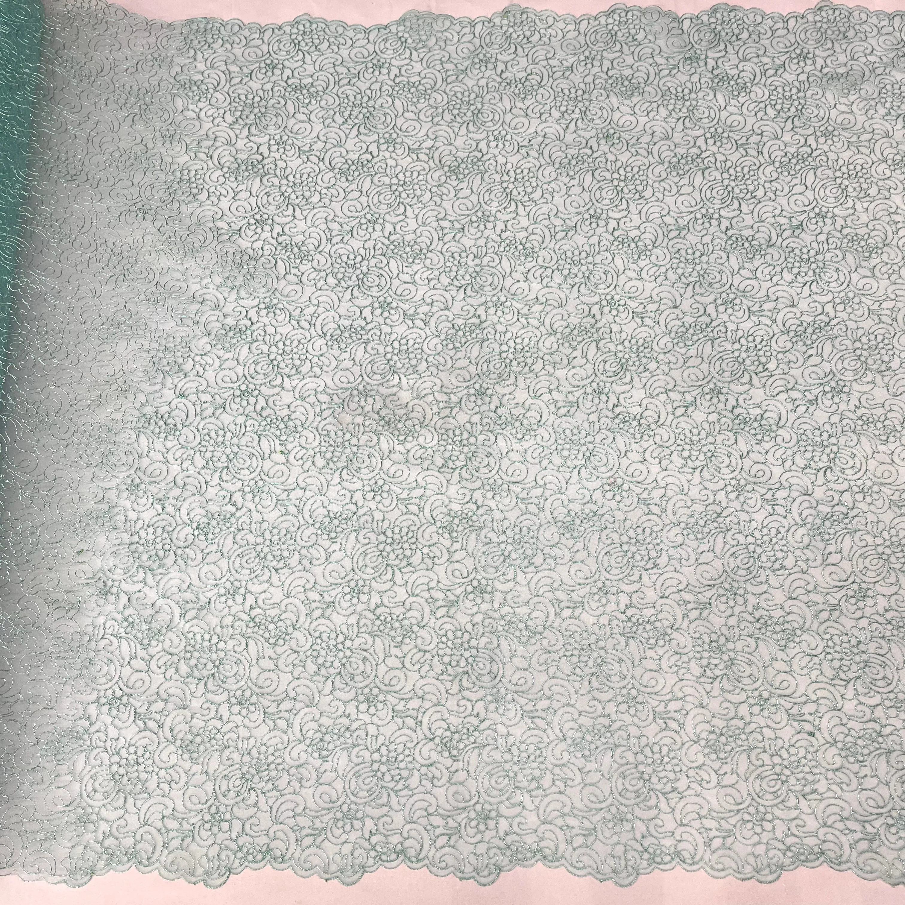 Corded Bridal Lace Fabric Embroidered on 100% Polyester Net Mesh | Lace USA - 90938W