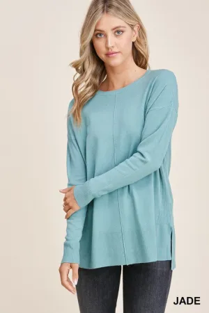 Crew Neck Seam Sweater (Jade)
