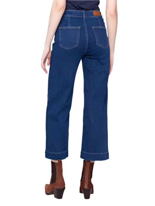 CROPPED FLARE INDIGO JEAN WITH FRONT POCKETS