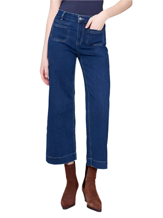 CROPPED FLARE INDIGO JEAN WITH FRONT POCKETS