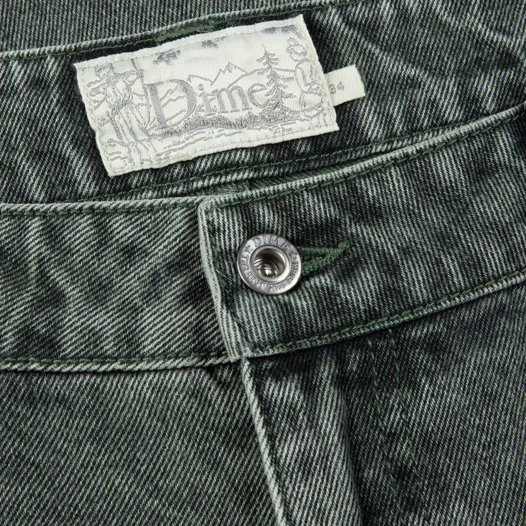 Dime - Classic Relaxed Denim Pants in Faded Green