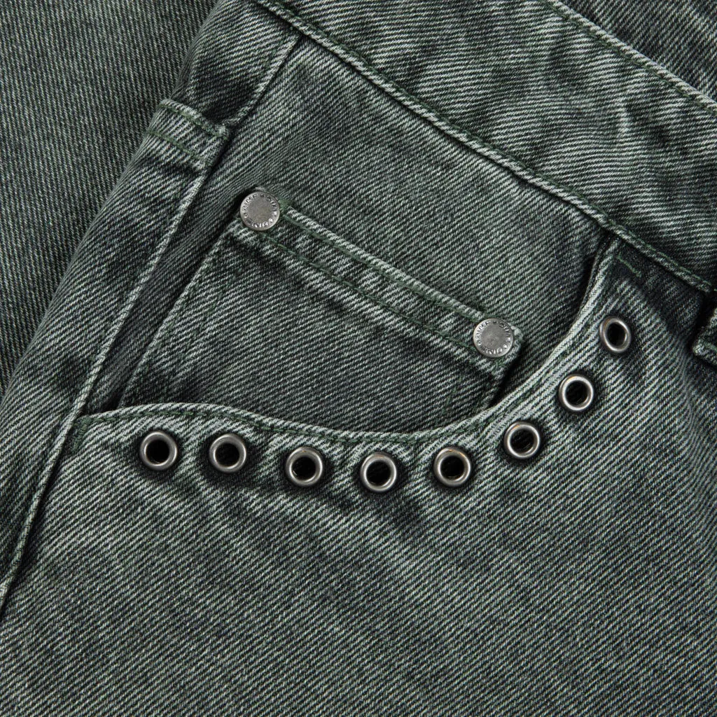 Dime - Classic Relaxed Denim Pants in Faded Green