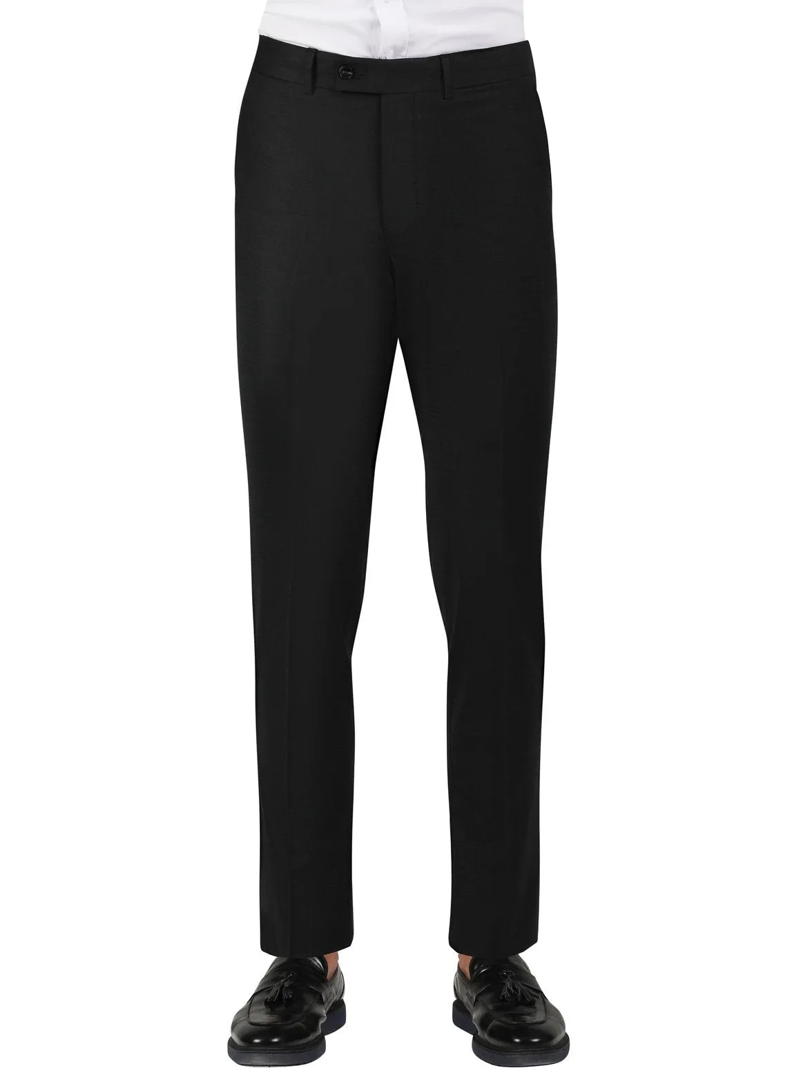 Di'nucci Slim Fit Black Textured Peak Lapel Wool Blend Suit