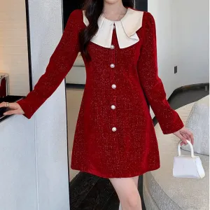 Doll Collar Long Sleeve Christmas Elegant Dress