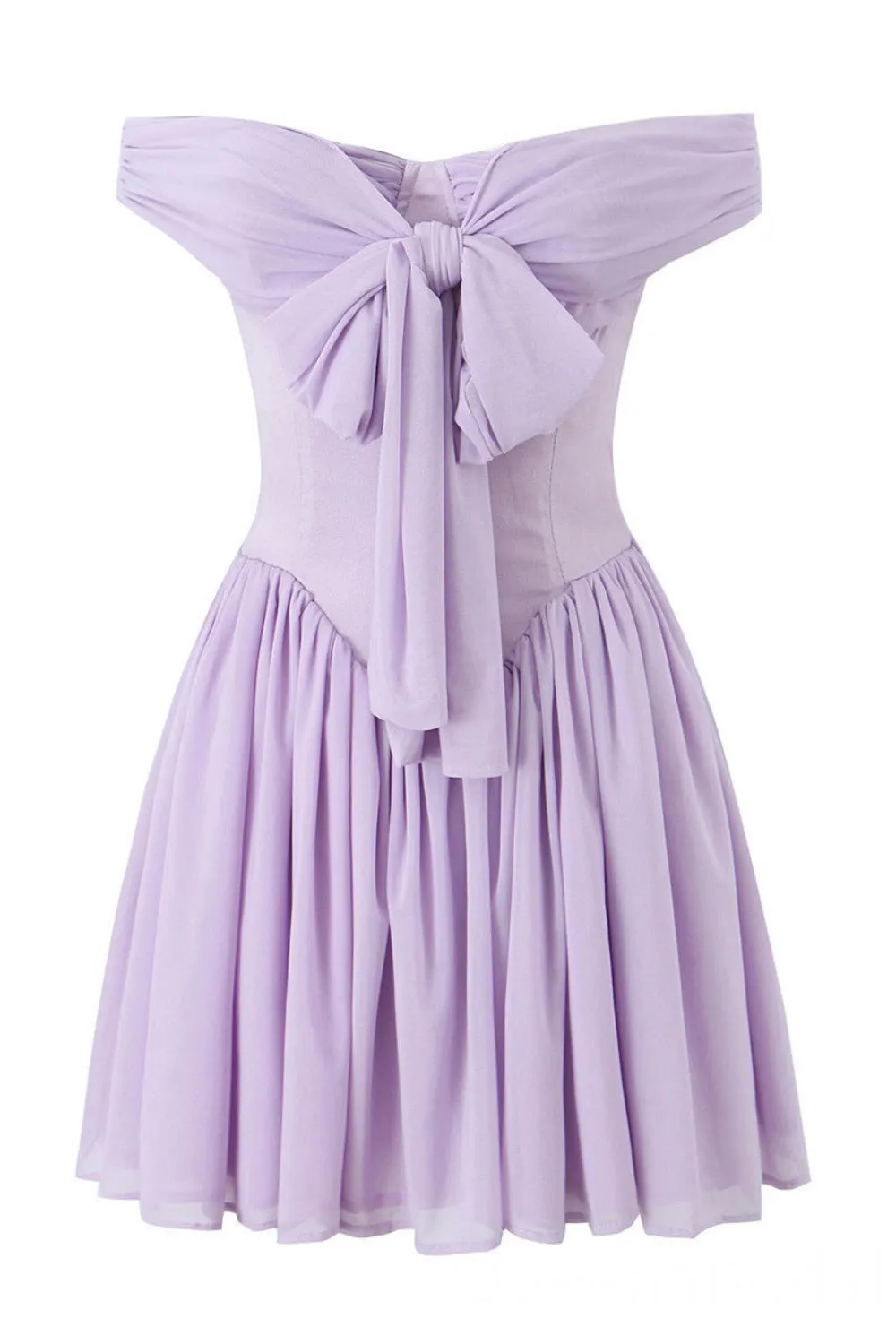 Elegant Lilac Off the Shoulder A-line Chiffon Short Homecoming Dress Graduation Party Dress , QB0866