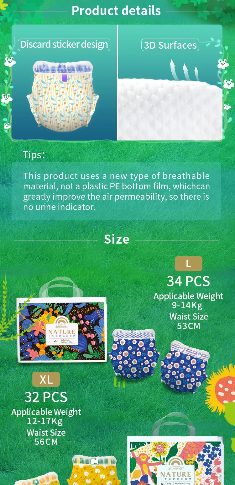 Eternal Summer Nature Series Nappy Pants Pack - Eco-Friendly and Comfortable Nappy Pants size 5 6