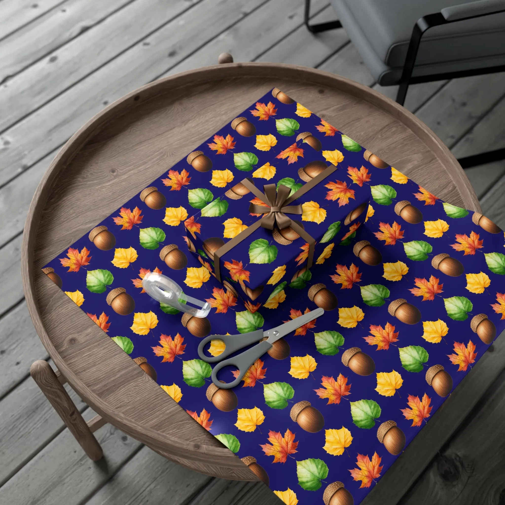 fall gift wrap, fall wrapping paper, wrapping paper, gift wrap, acorn, leaves, fall leaves, fall, cute fall wrapping paper