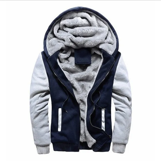 FGKKS Men Hoodie Winter Fashion Brand Men Hooded Sweatshirt Coat Mens Warm Fleece Thick splice Casual Hoodie