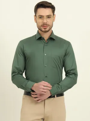 Forest Green Solid Slim Fit Formal Shirt | Metal