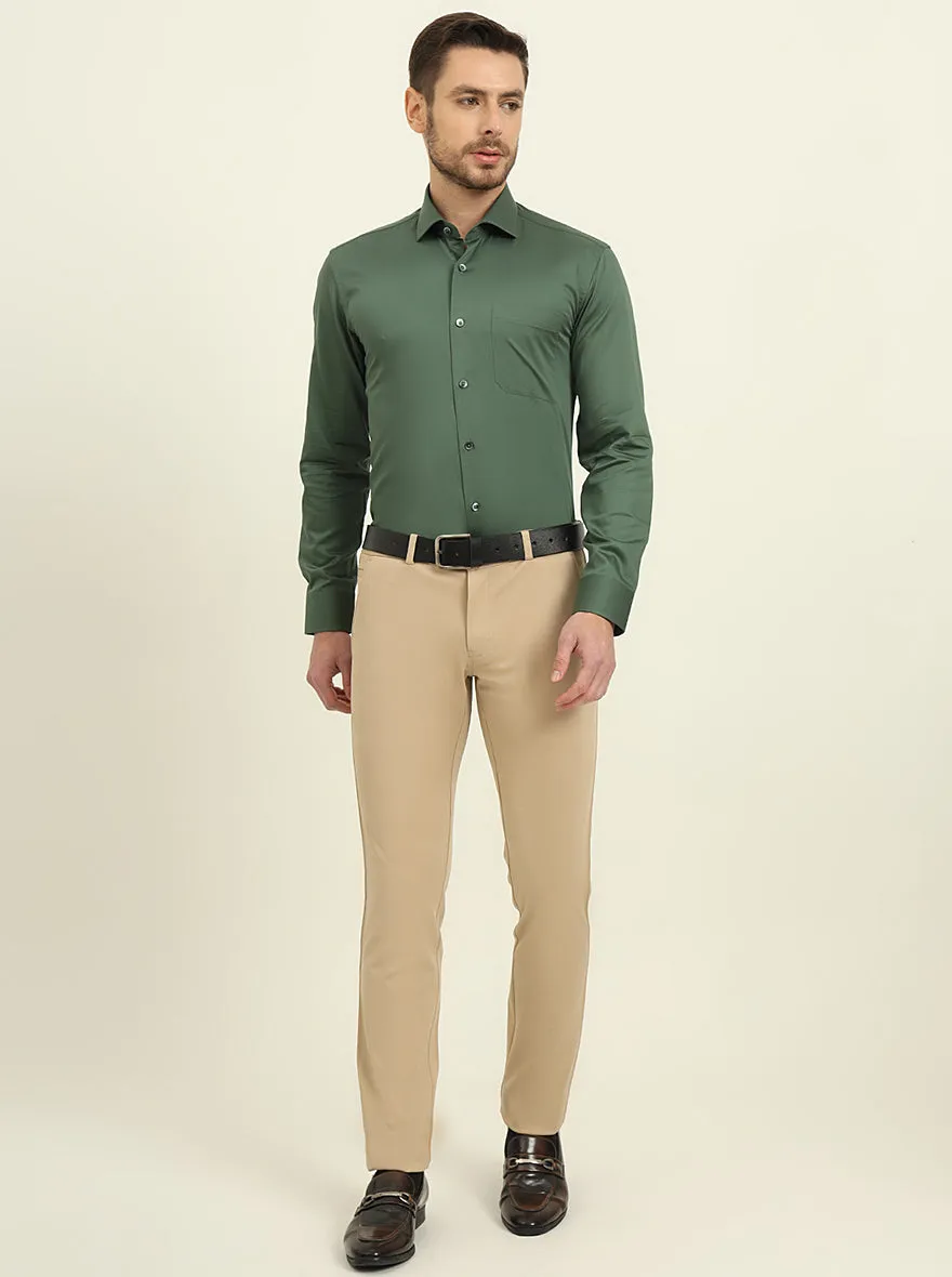 Forest Green Solid Slim Fit Formal Shirt | Metal