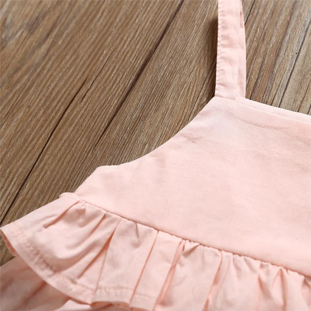Girls Solid Color Sling Top & Pants & Headband Girls Clothing Wholesalers
