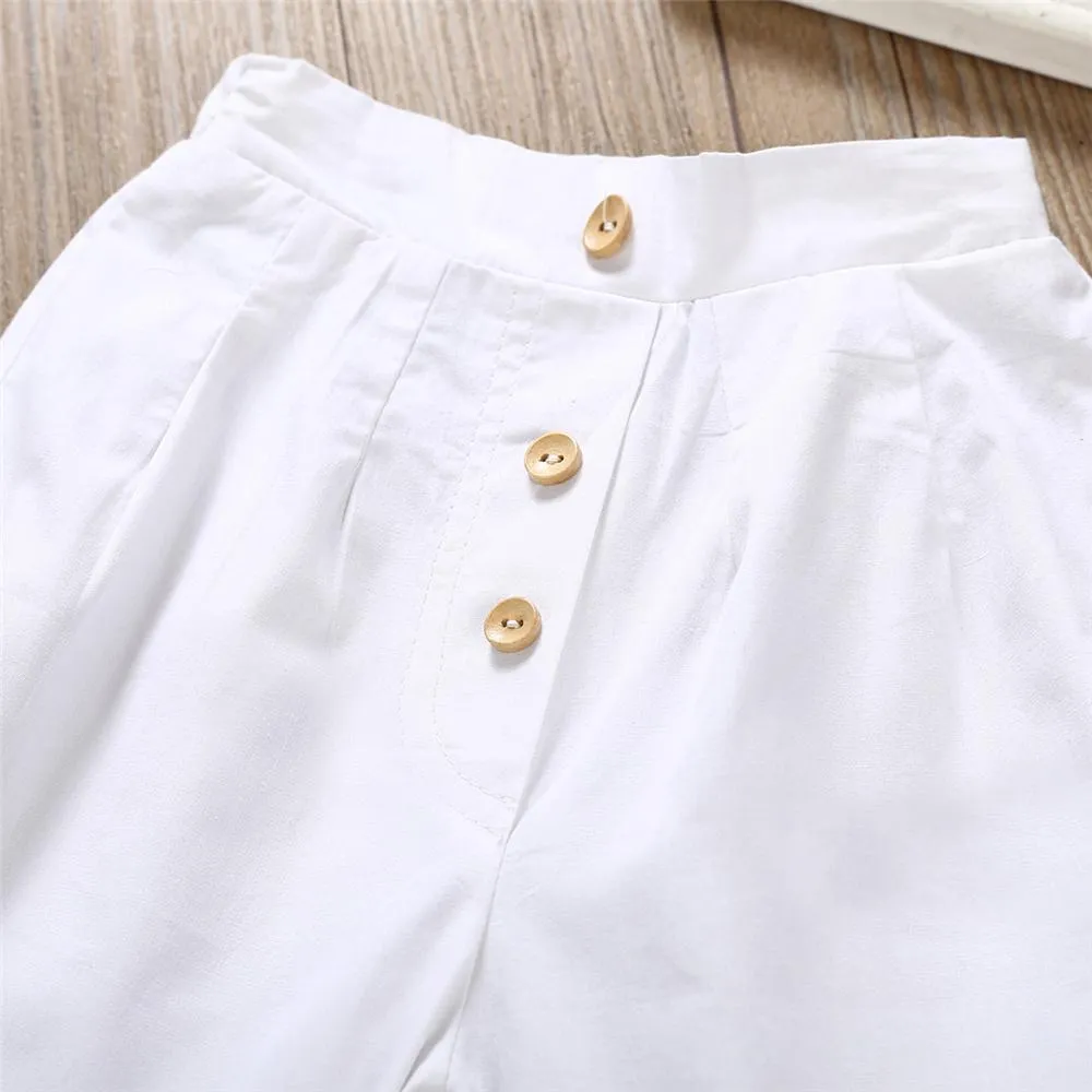 Girls Solid Color Sling Top & Pants & Headband Girls Clothing Wholesalers