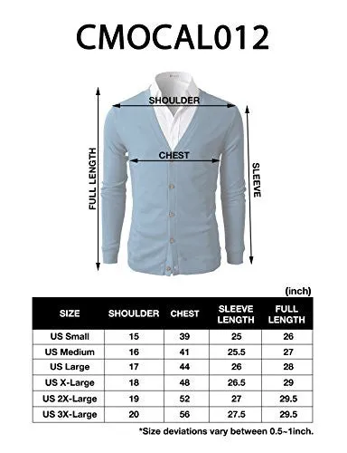 H2H Mens Button Down V-Neck Cardigan BLACK US M/Asia L (CMOCAL012)