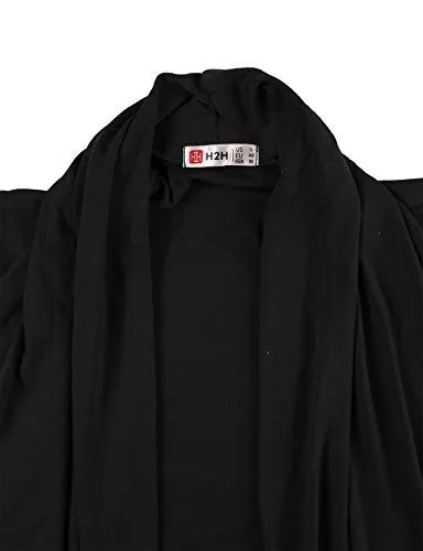 H2H Men's Shawl Collar Sleeveless Cardigan With No Button BLACK US M/Asia L (KMOCASL01)