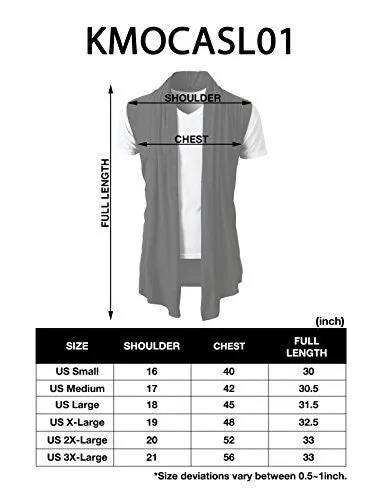 H2H Men's Shawl Collar Sleeveless Cardigan With No Button BLACK US M/Asia L (KMOCASL01)