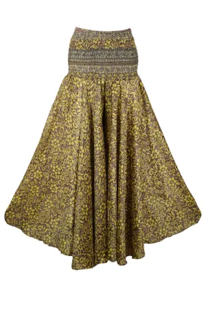Handmade Bohemian Olive Green Wide-Leg Pants – Flowy Divided Skirt