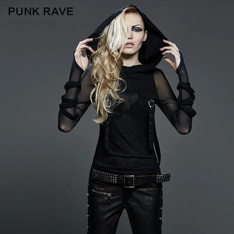 High End Fashion Trendy Street Punk T-shirts With Big Hoodie