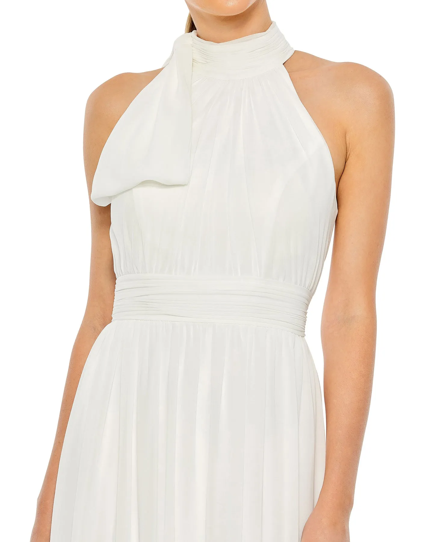 High neck chiffon evening gown - Powder Blue