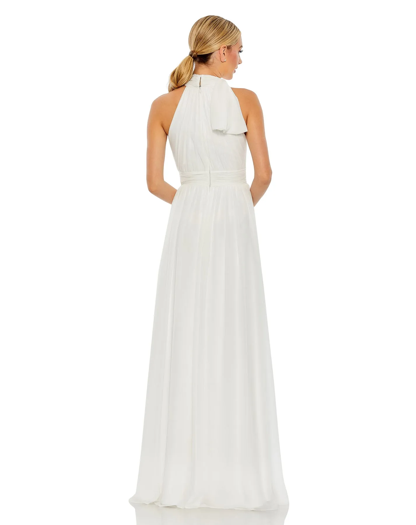 High neck chiffon evening gown - Powder Blue